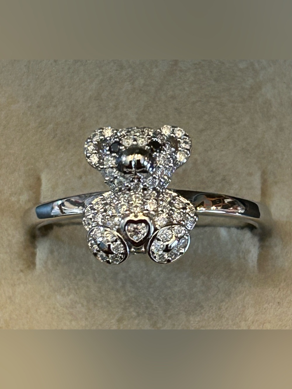 1.00CTW Moissanite Pavé Sparkling Teddy Bear 🧸 925 Sterling Silver Ring